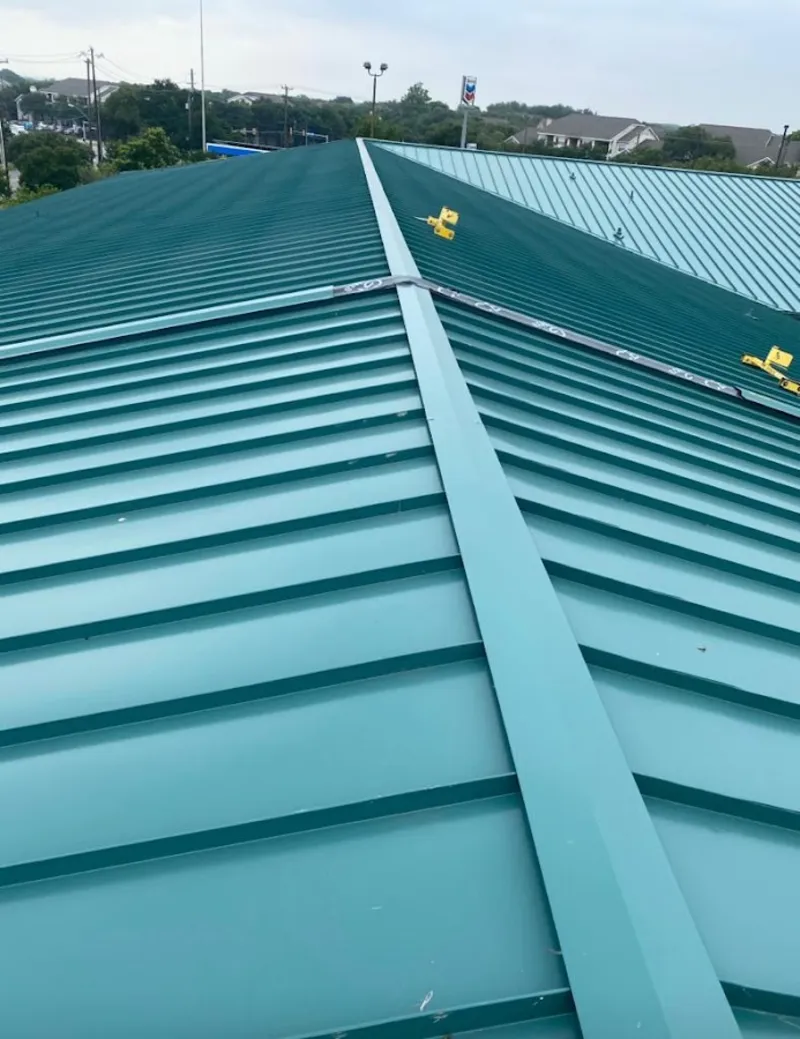 Green commercial metal roof ridge and valley for Metal Roof Repair in Raceland